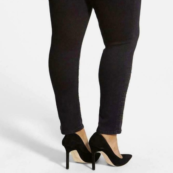 (NWT) Seven7 Women's Skinny Studded Jeans Black Raven Denim Size 24 - Picture 13 of 14